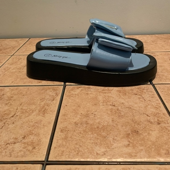 Nasty Gal Platform Buckle Sandals Blue & Black size 8 - Picture 5 of 11